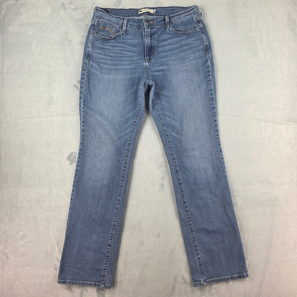 Levi's 505 Straight Leg Jeans Womens 12L Blue Denim Mid Rise Stretch 15505-0081